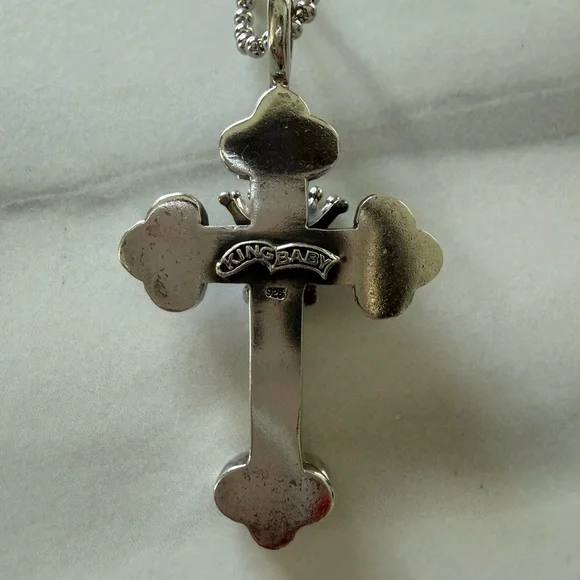 King Baby Studio Silver Cross Pendant Necklace - Picture 9 of 9